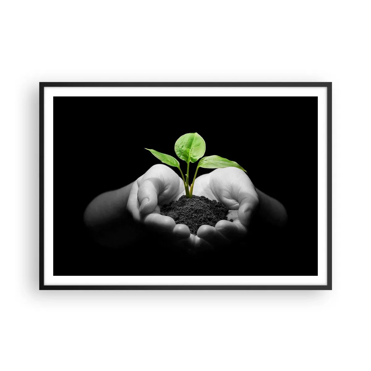 Poster in een zwarte lijst - Ik hou van de natuur, ik bescherm haar - 100x70 cm