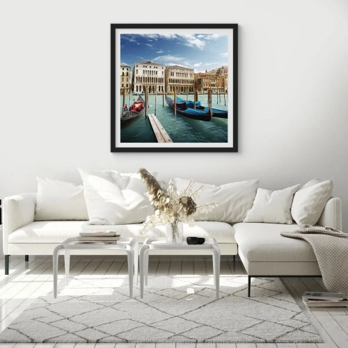 Poster in een zwarte lijst - Paleizen in het blauw - 60x60 cm