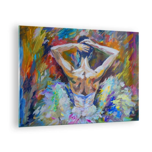 Schilderen op glas - Een ballerina in een expressieve, kleurrijke, schilderachtige stijl - 70x50cm - Het kan van alles zijn - Moderne wanddecoratie voor woonkamer en slaapkamer ARTTOR