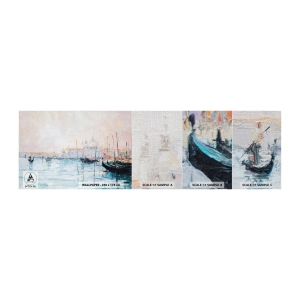 Fotobehang Monster Premium Canvas - Achter het water, achter de mist - Deel, Stad, Venetië - 100x30 cm