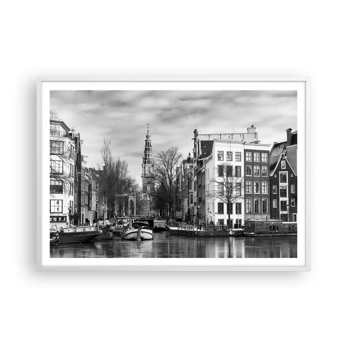 Poster in een witte lijst - Amsterdamse sferen - 100x70 cm