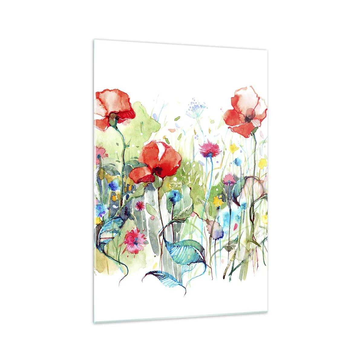 Schilderen op glas - Bloeiende meiweide - 70x100 cm