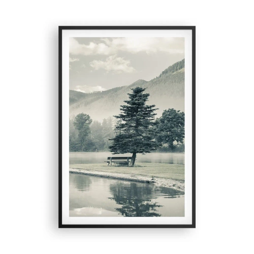 Poster in een zwarte lijst - Het meer slaapt nog - 61x91 cm