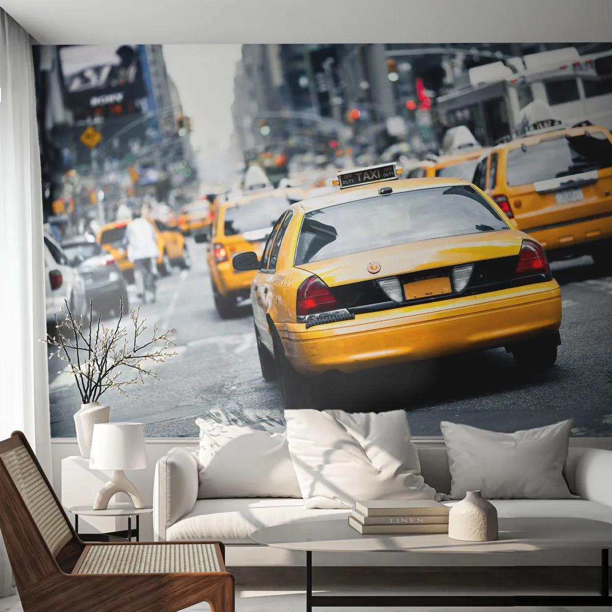 Fotobehang Standard Eco - Alleen in deze stad - Stad, New York, Taxi - 450x315 cm
