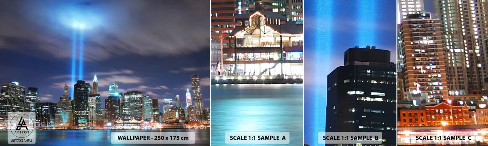 Fotobehang Staaltje Standard Eco - De hemel met het licht bereiken - Stad, New York, Architectuur - 100x30 cm