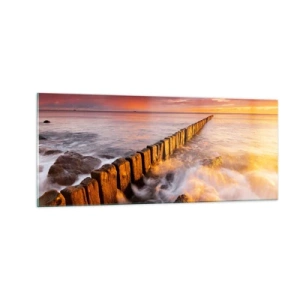 Schilderen op glas - De zachtheid van de golven - 100x40 cm