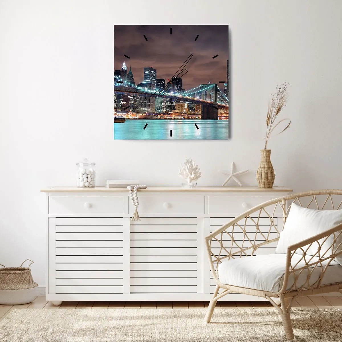 Wandklok - Klok - Lichten van een grote stad - 40x40 cm