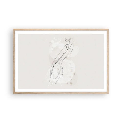 Een poster in een licht eiken lijst - De blik dwaalt af - 91x61 cm