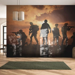 Fotobehang op maat Standard Eco - Brothers in arms - Leger, Soldaat, Geweer