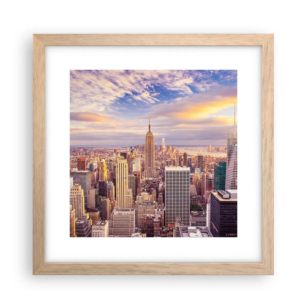 Een poster in een licht eiken lijst - Reik alleen naar de wolken - 30x30 cm