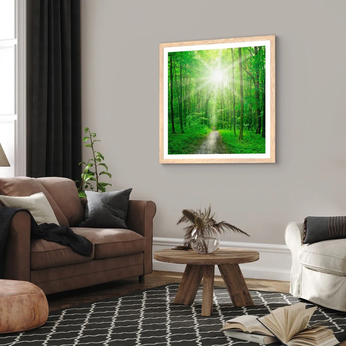 Een poster in een licht eiken lijst - De groene kathedraal - 30x30 cm