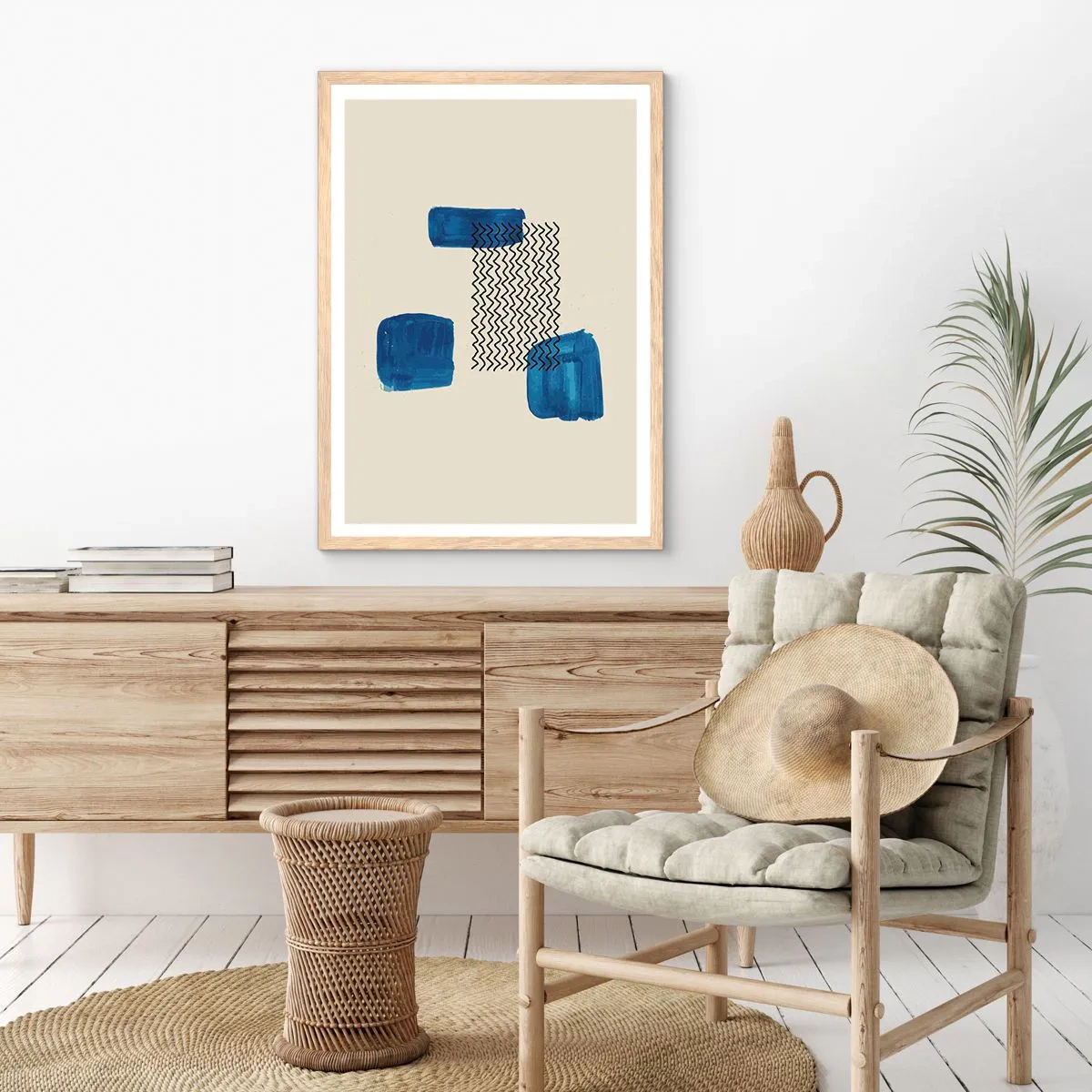 Een poster in een licht eiken lijst - Een abstract kwartet - 50x70 cm