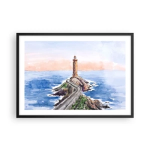 Poster in een zwarte lijst - Kijkend naar de zee - 70x50 cm