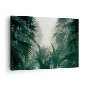 Schilderen op canvas - Tropische vegetatie in dichte regenwoudmist - 70x50cm - Tropisch mysterie - Moderne wanddecoratie voor woonkamer en slaapkamer ARTTOR