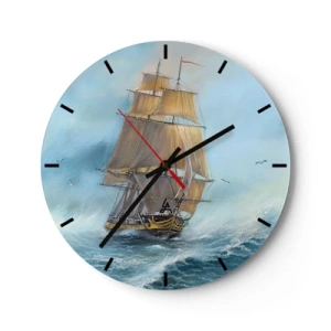 Wandklok - Klok - Een zeilschip op een stormachtige zee in een dynamische omgeving - 30x30cm - Haasten over de golven - Moderne wanddecoratie voor woonkamer, keuken en slaapkamer ARTTOR