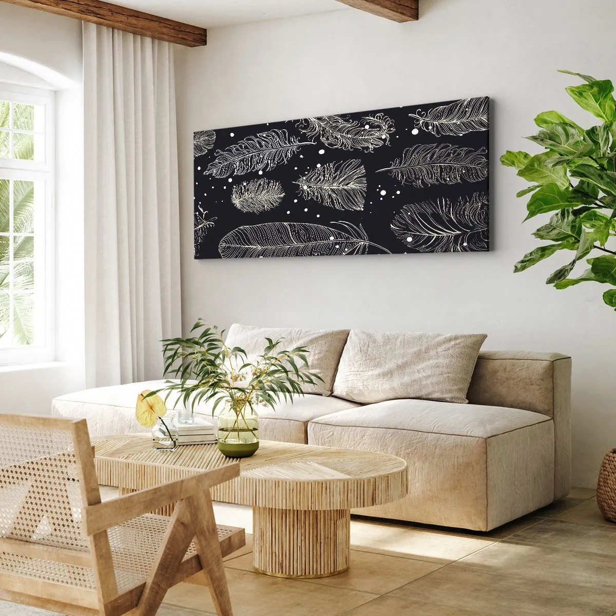 Schilderen op canvas - Gevederde kant - 160x50 cm