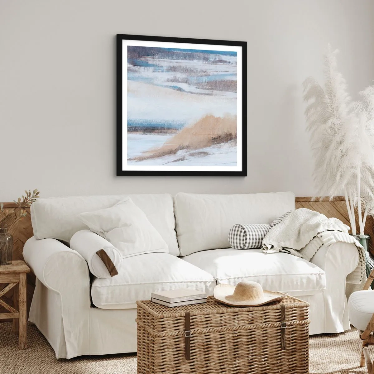 Poster in een zwarte lijst - Winterse compositie - 50x50 cm