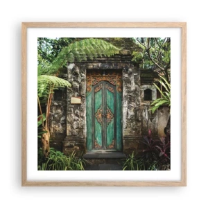 Een poster in een licht eiken lijst - Een deur naar een exotische wereld - 50x50 cm