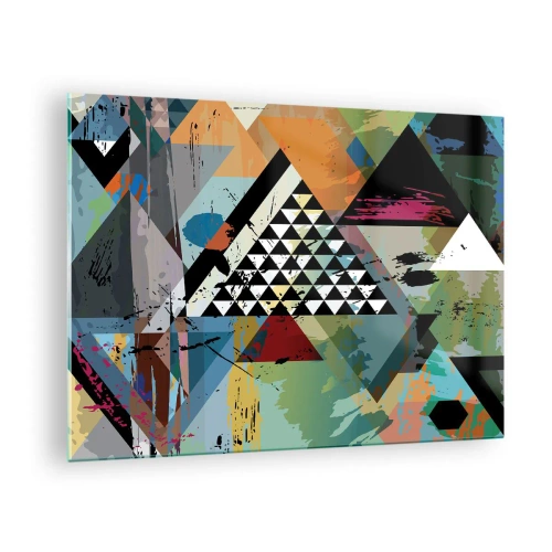 Schilderen op glas - Abstracte compositie van geometrische vormen en kleuren - 70x50cm - Hoe gemakkelijk is het - Moderne wanddecoratie voor woonkamer en slaapkamer ARTTOR
