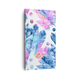 Schilderen op canvas - Pluimen in roze en blauw - 45x80 cm