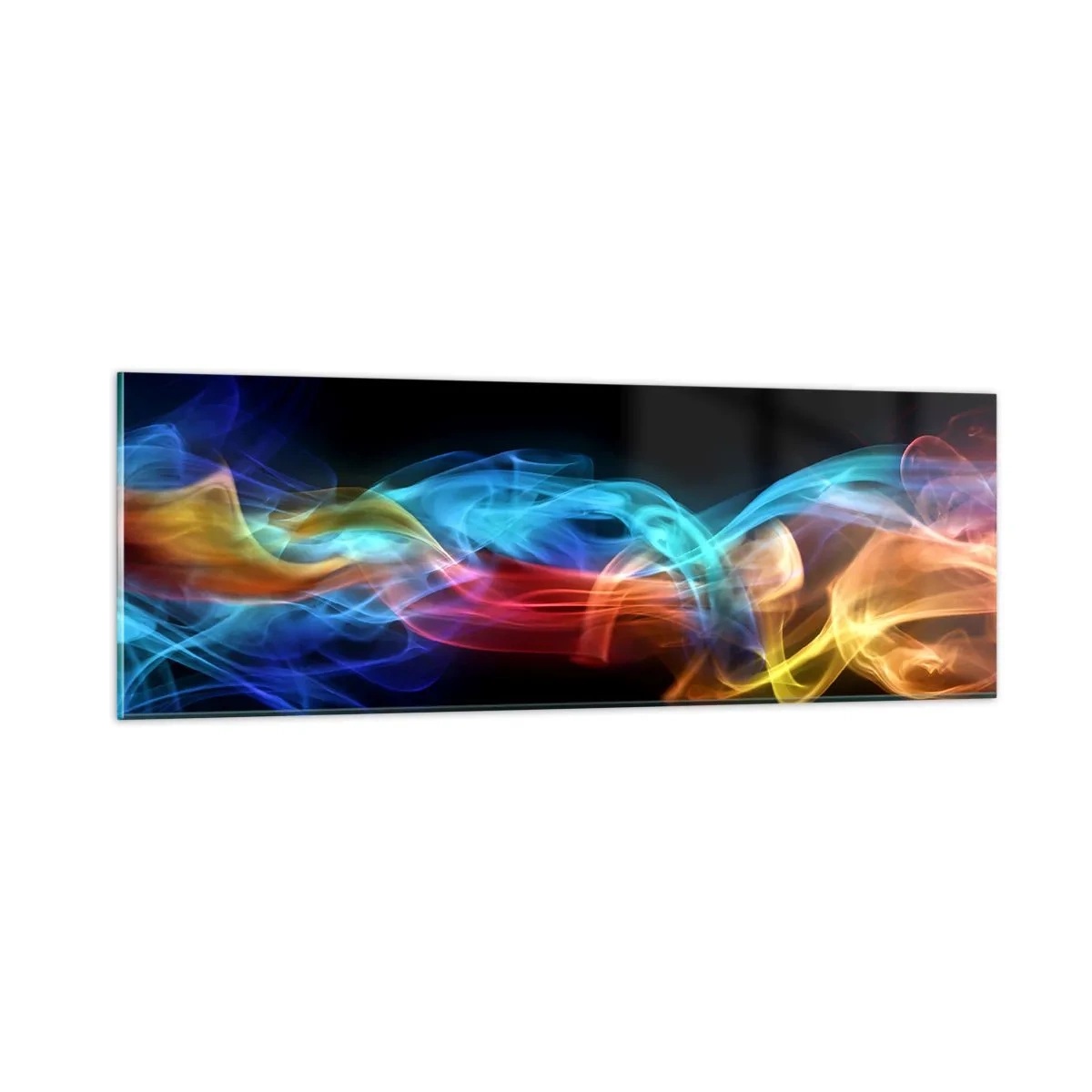 Schilderen op glas - Regenboogdans van nevels - 90x30 cm