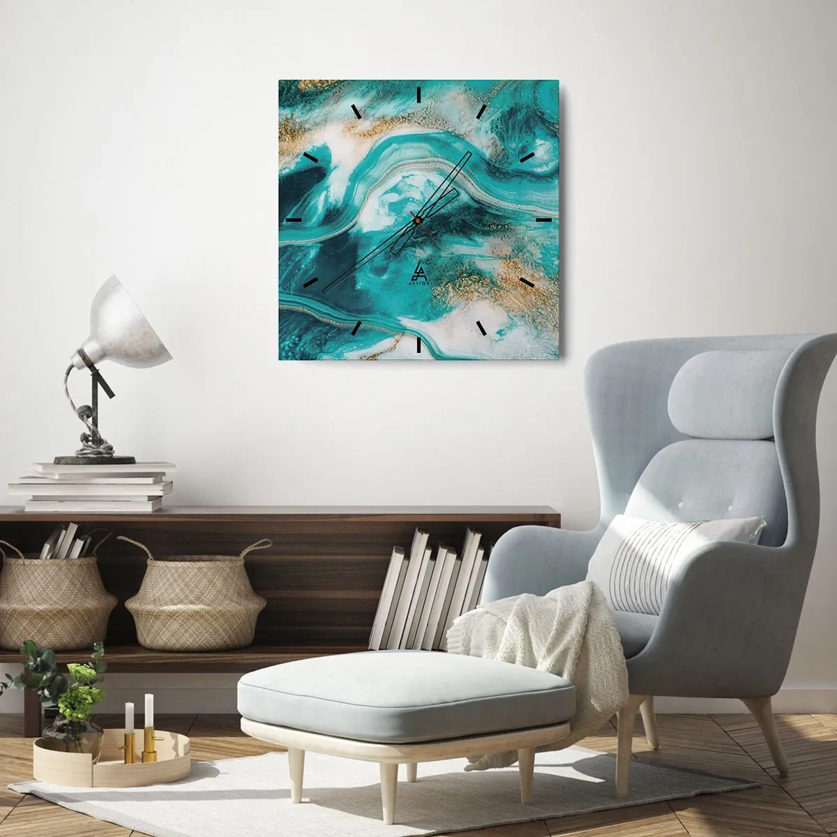 Wandklok - Klok - De rivier van goud - 40x40 cm