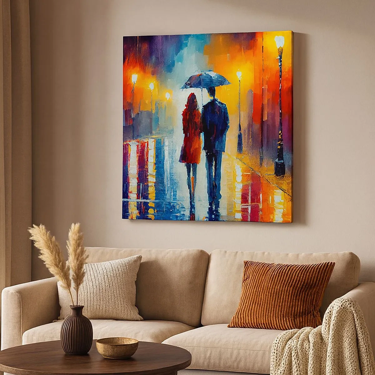 Schilderen op canvas - Samen – een kleurrijke nacht - 30x30 cm