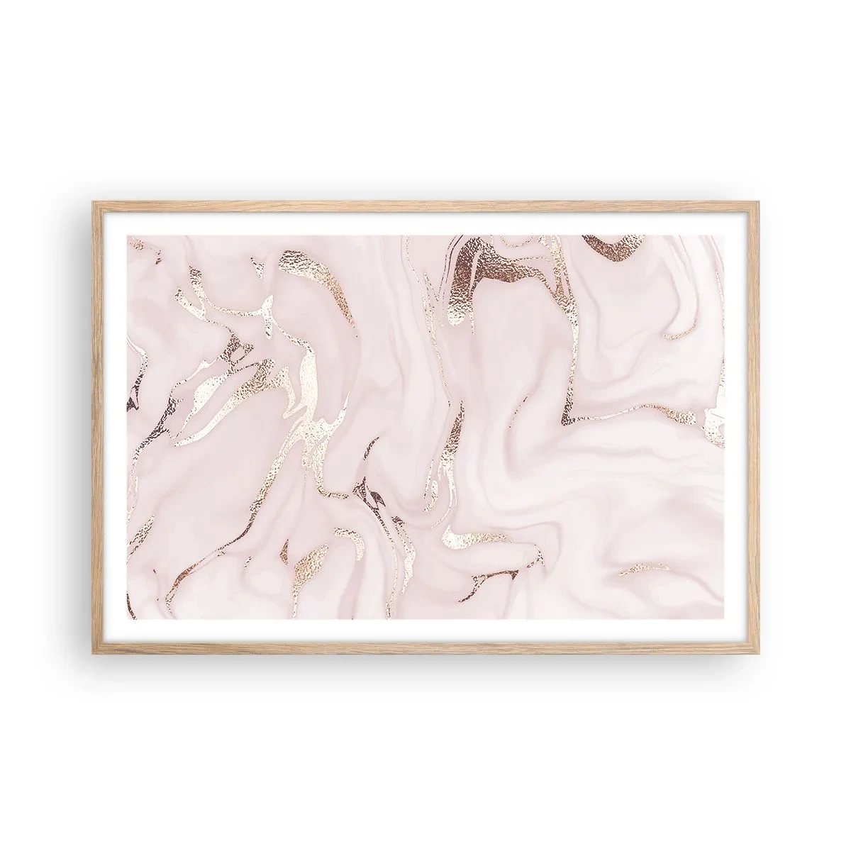 Een poster in een licht eiken lijst - In een roze sjaal - 91x61 cm