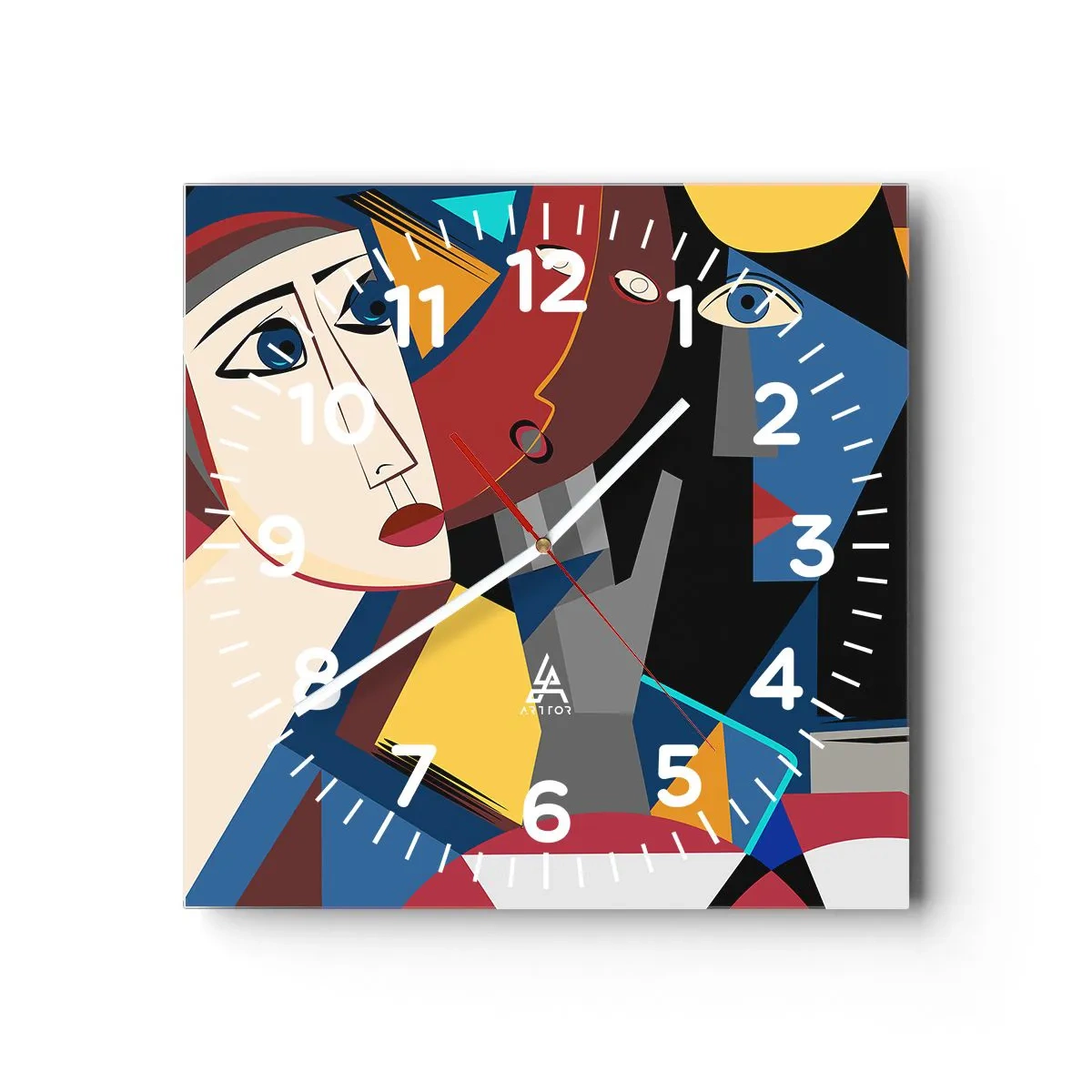 Wandklok - Klok - Een gesprek tussen kubisten - 40x40 cm