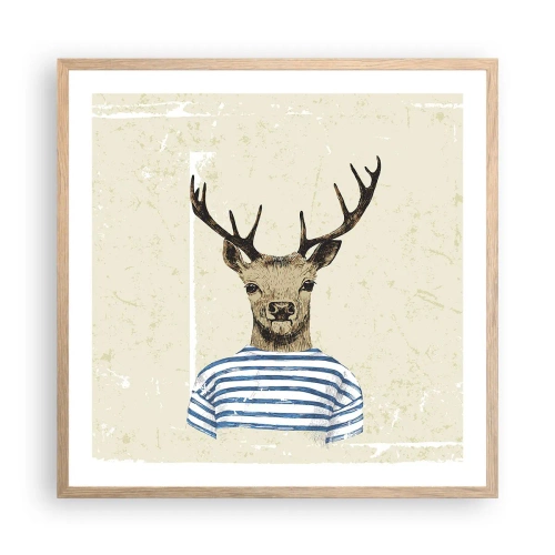 Een poster in een licht eiken lijst - Omdat ik van gestreepte t-shirts hou! - 60x60 cm