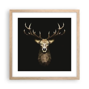 Een poster in een licht eiken lijst - Kubistische herten - 40x40 cm