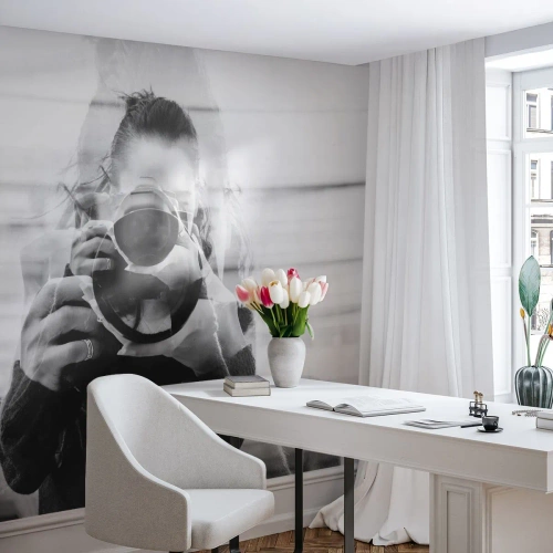 Fotobehang Premium Canvas - Maker en materiaal - Abstractie, Fotograaf, Vrouw - 150x105 cm