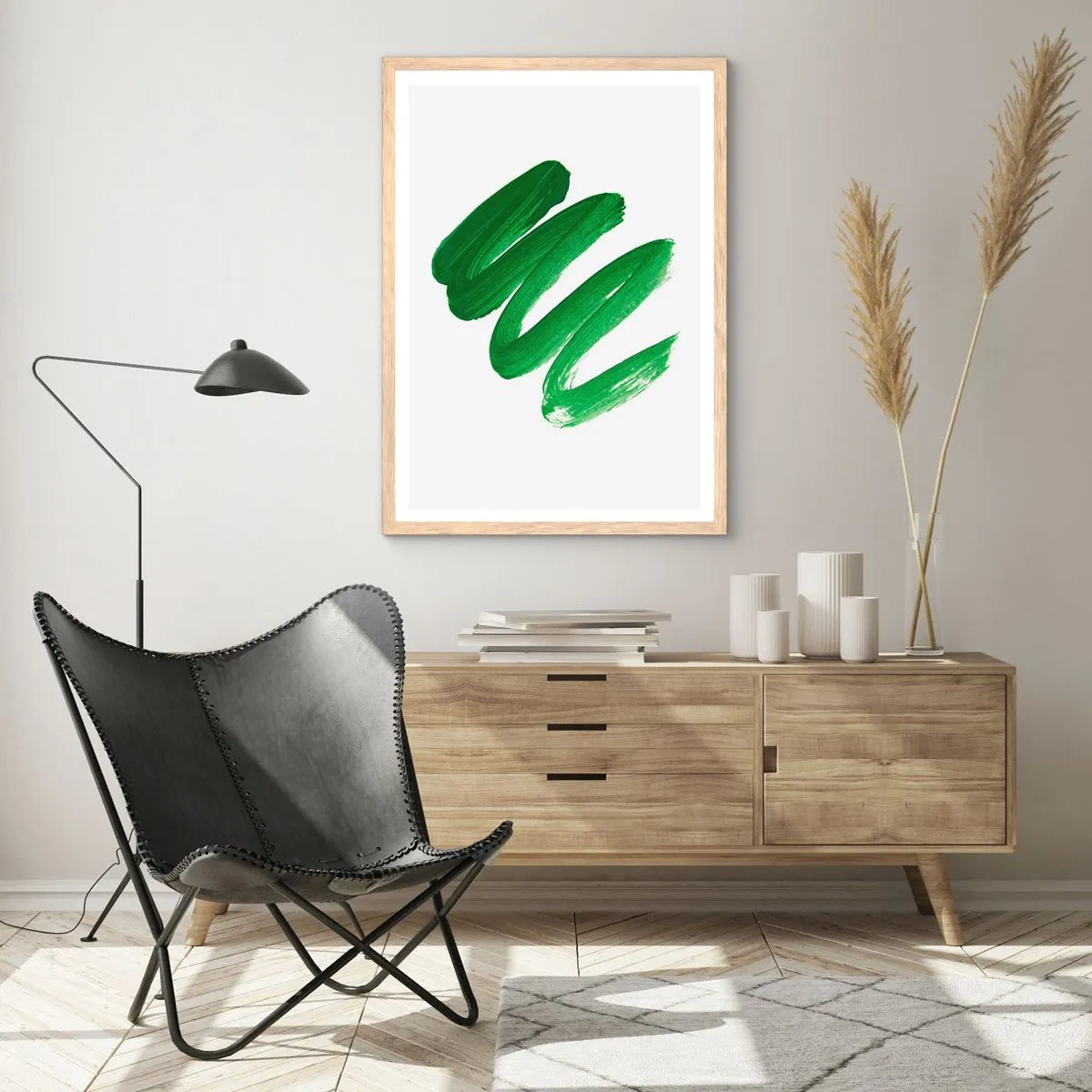 Een poster in een licht eiken lijst - Groene grap - 30x40 cm