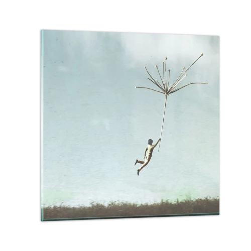 Schilderen op glas - Vliegers, paardebloemen, wind - 50x50 cm