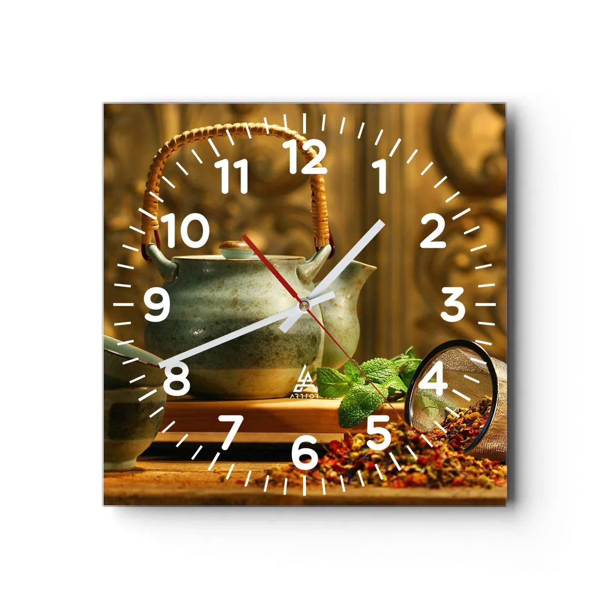 Wandklok - Klok - Verhandeling over het drinken van thee - 30x30 cm