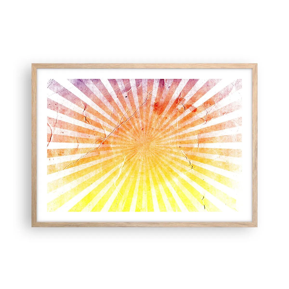 Een poster in een licht eiken lijst - Zonsopgangen en zonsondergangen - 70x50 cm
