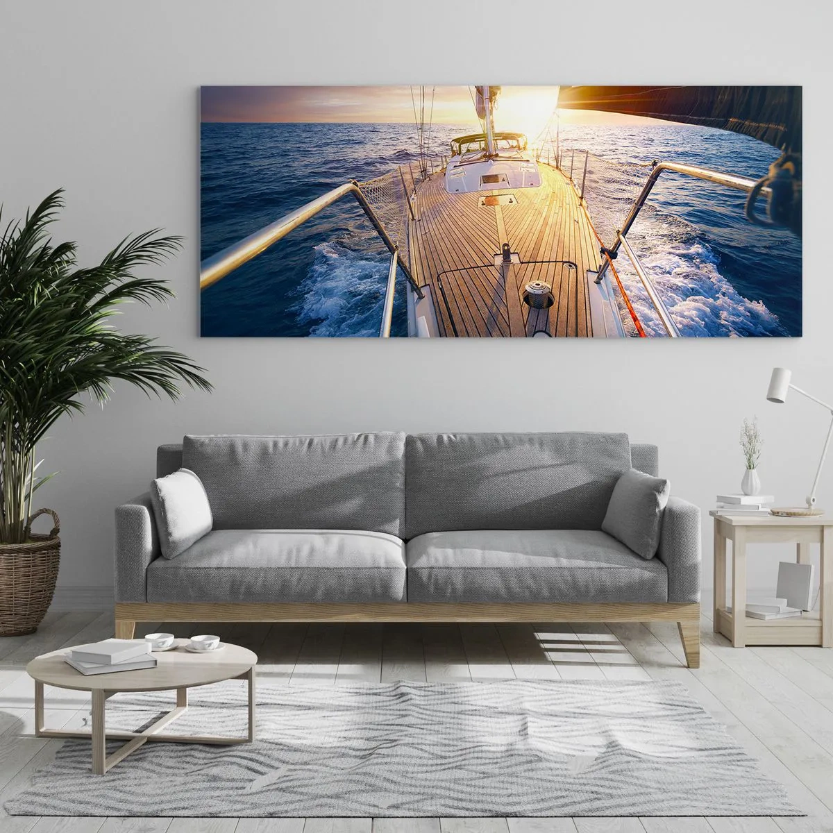 Schilderen op glas - Lopend op de golven - 100x40 cm