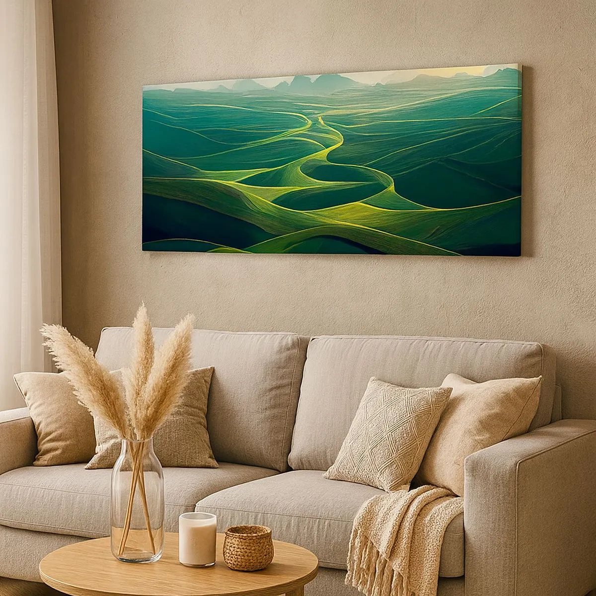 Schilderen op canvas - In de groene dalen - 100x40 cm