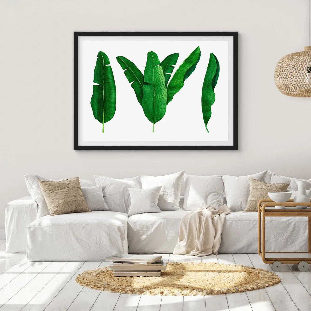 Poster in een zwarte lijst - Groene symmetrie - 100x70 cm