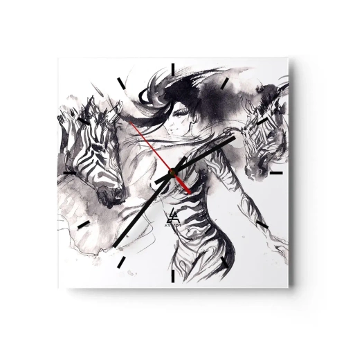 Wandklok - Klok - Dansend met de zebra's - 40x40 cm
