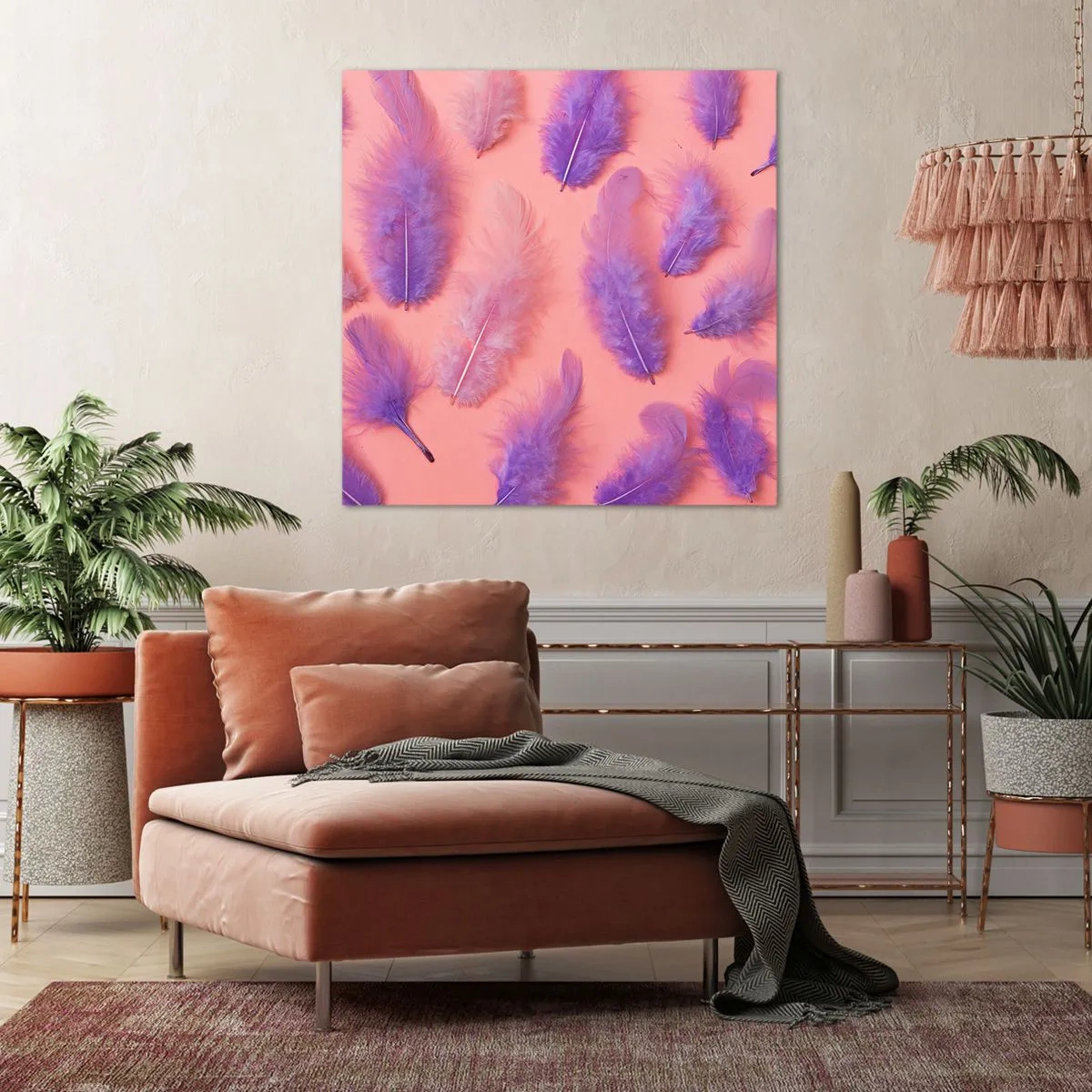 Schilderen op canvas - Lila vogel van verlangen - 70x70 cm