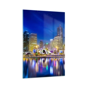 Schilderen op glas - Regenboognacht in de metropool - 70x100 cm