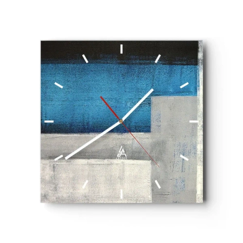 Wandklok - Klok - Een poëtische compositie van grijs en blauw - 30x30 cm