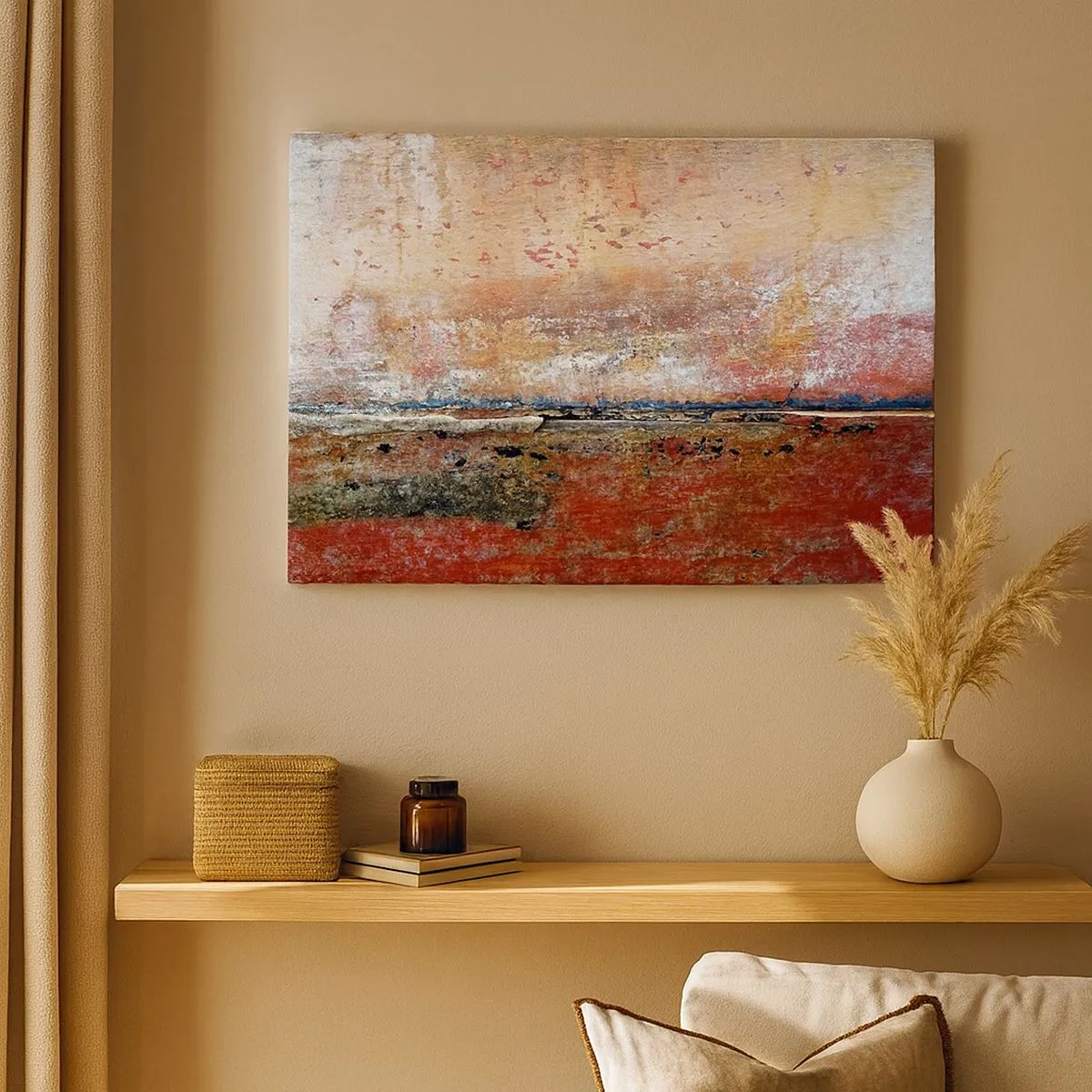 Schilderen op canvas - Een abstracte compositie geïnspireerd door de zee en de natuur. - 70x50cm - Wellicht is het de zee - Moderne wanddecoratie voor woonkamer en slaapkamer ARTTOR