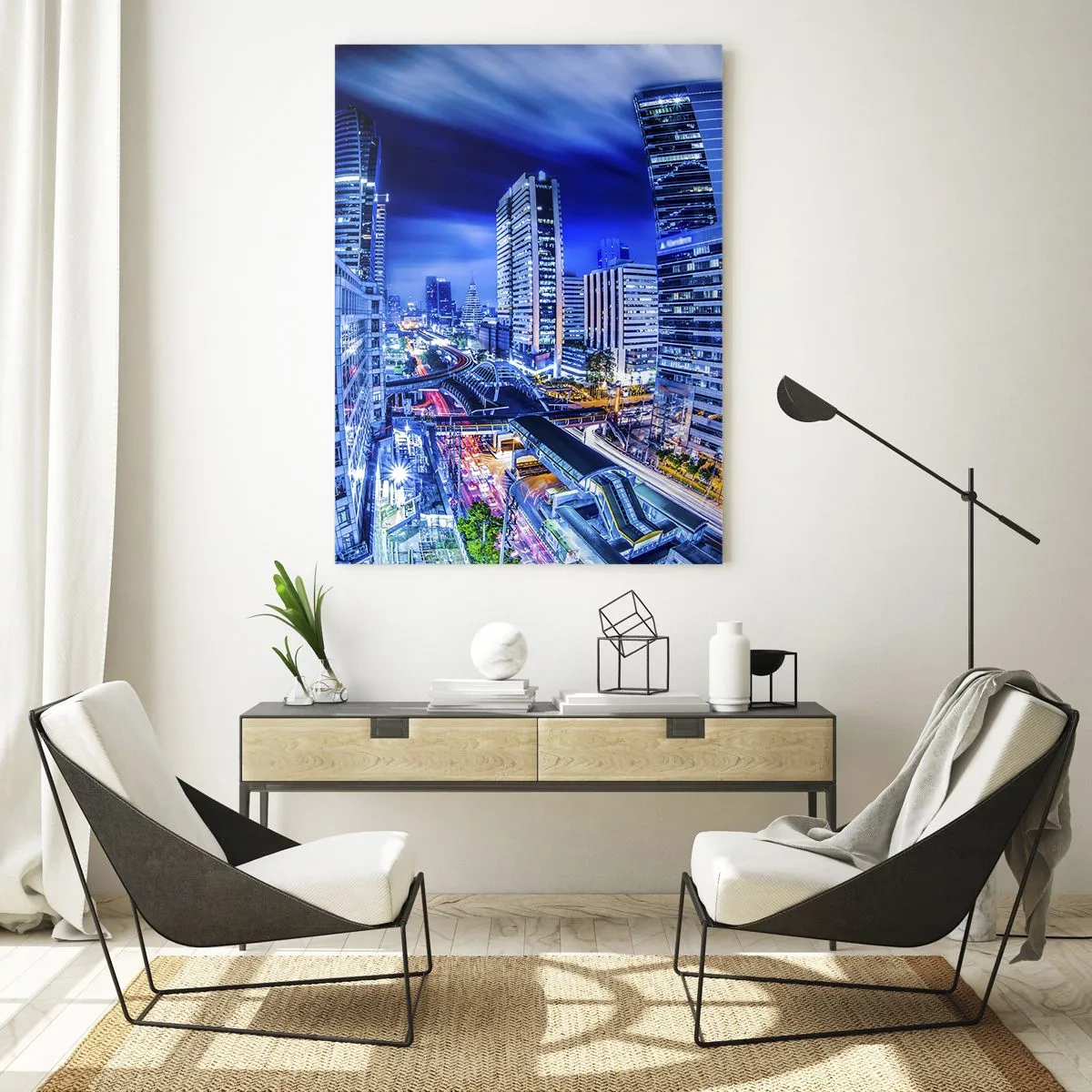 Schilderen op glas - Ritmes van de nachtstad - 50x70 cm