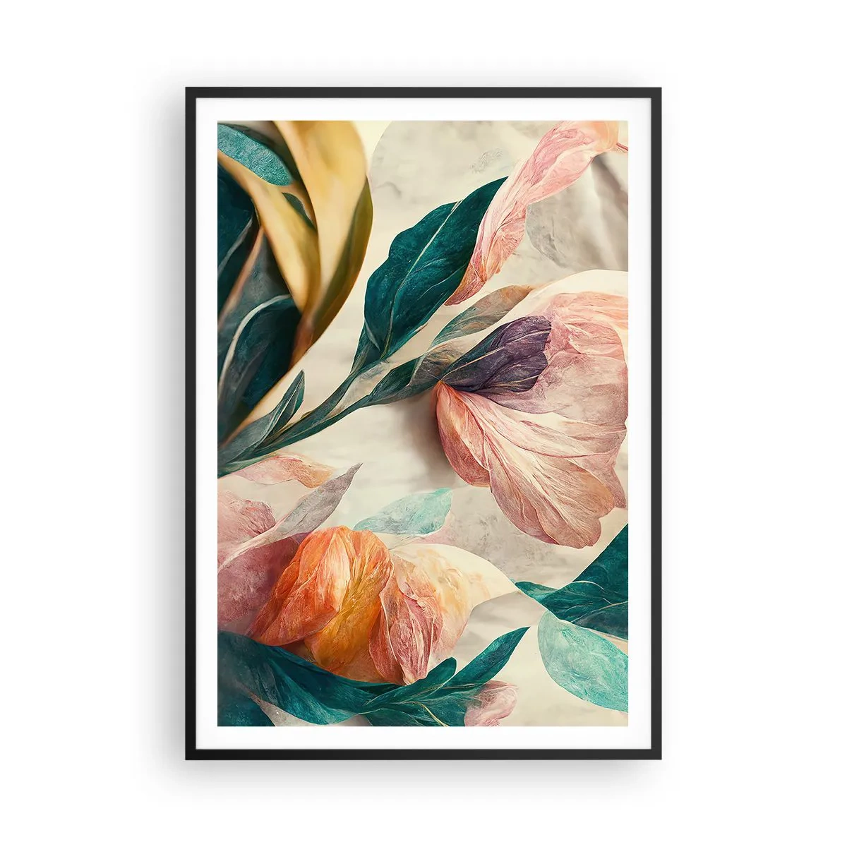 Poster in een zwarte lijst - Bloemen van de zuidelijke eilanden - 70x100 cm