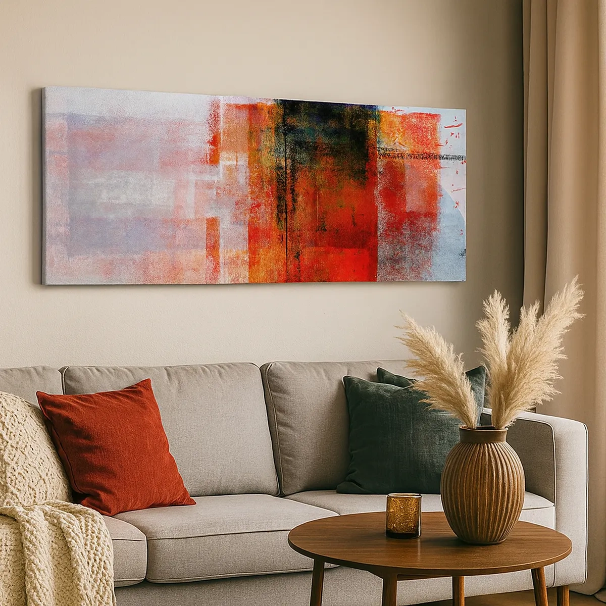 Schilderen op canvas - Een gloeiende compositie - 30x30 cm