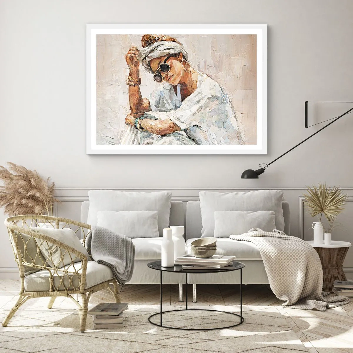 Poster in een witte lijst - Portret in de volle zon - 100x70 cm