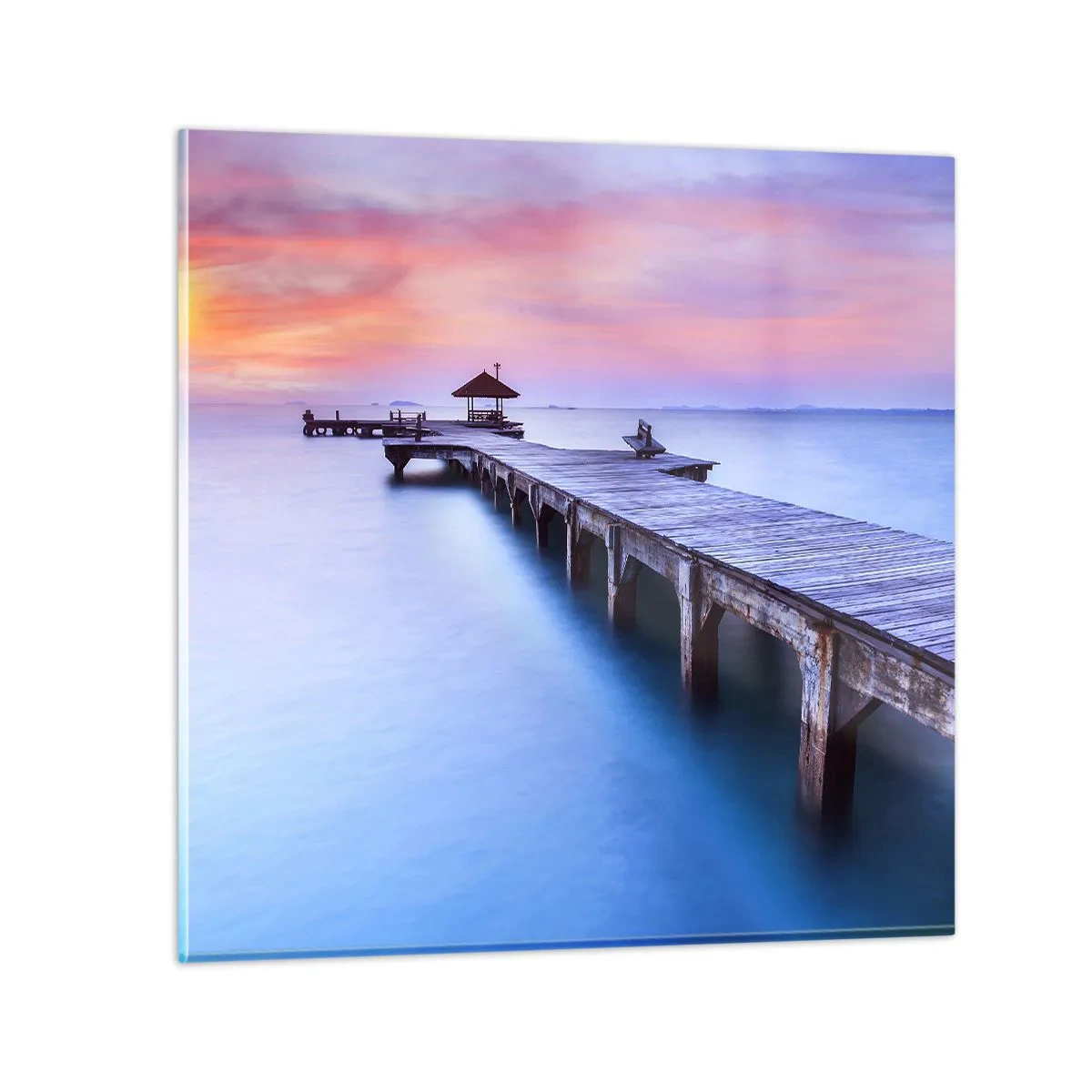 Schilderen op glas - Een zee van rust tot aan de horizon - 40x40 cm