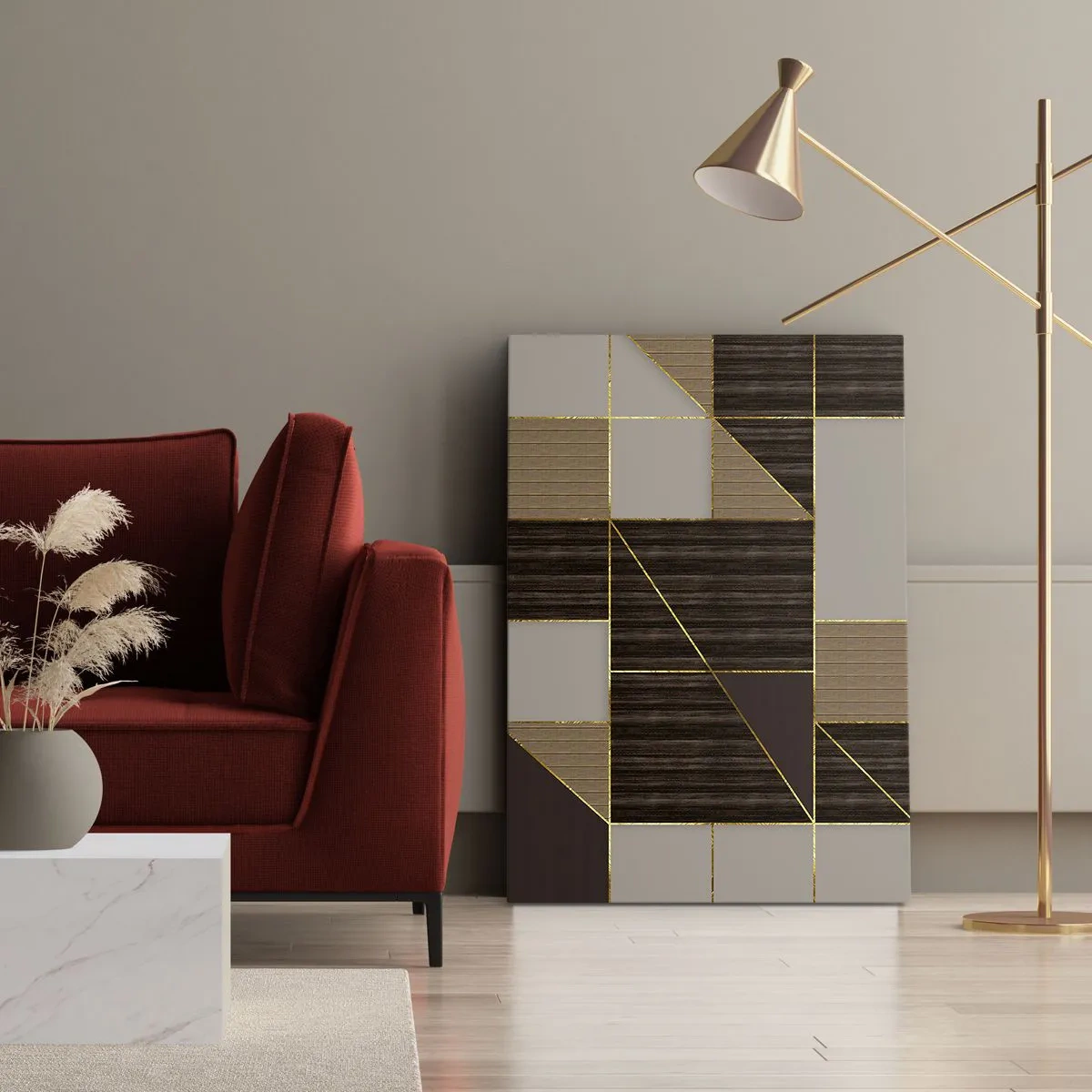 Schilderen op canvas - Een mozaïek van bruin en goud - 50x70 cm